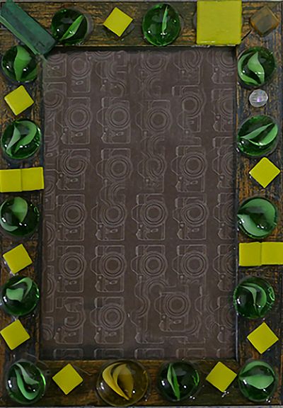 Επιτραπέζια χειροποίητη ξύλινη κορνίζα Yellow & Green